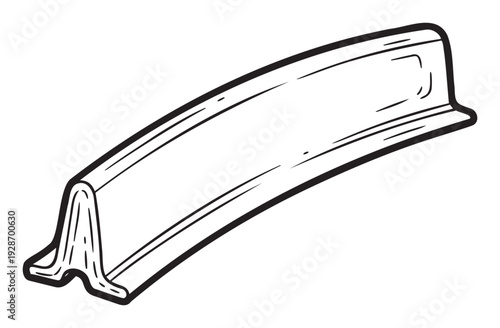 Bold line drawing of a structural beam or rail profile, perfect for engineering diagrams, architectural plans, and industrial design projects requiring clear component representation.