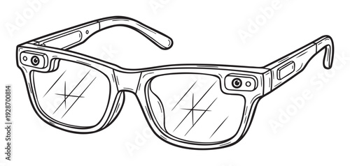 Modern smart glasses with integrated camera technology for augmented reality applications or personal wearable computing, perfect for tech publications and futuristic product showcases