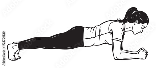 Woman performing a challenging plank exercise, showcasing core strength and a commitment to healthy fitness routines for an active lifestyle promotion