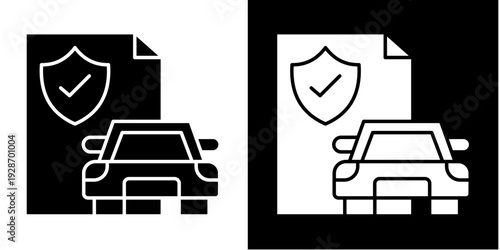 Car Insurance  Icon Set White Glyph Style Collection
