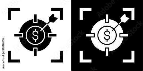 Financial Targeting  Icon Set White Glyph Style Collection
