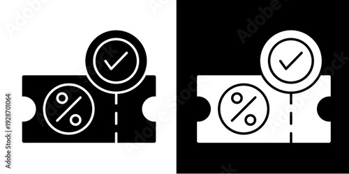 Discount Coupon  Icon Set White Glyph Style Collection
