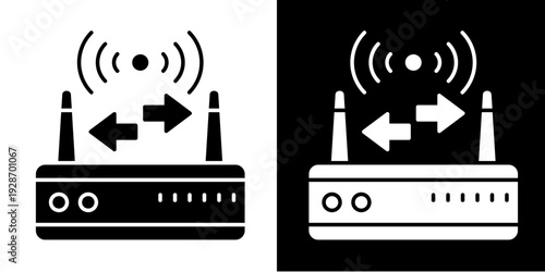 Wireless Payment Router  Icon Set White Glyph Style Collection
