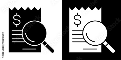 Bill Analysis  Icon Set White Glyph Style Collection
