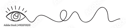 Minimalist hand drawn eye with wavy line representing vision, perception, or idea flow, suitable for psychological or creative business presentations and educational material.