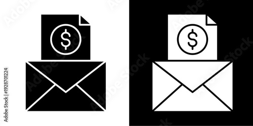 Money Envelope  Icon Set White Glyph Style Collection
