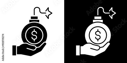 Bomb  Icon Set White Glyph Style Collection
