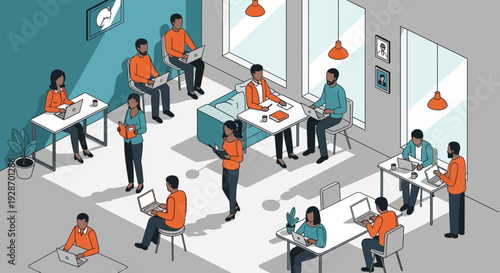 Group of People Working Together in Office.