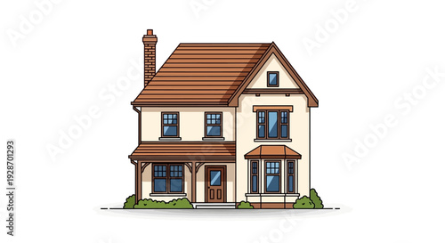 Illustration of a Traditional Two Story House.