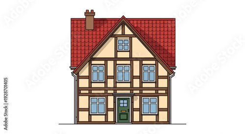 Traditional Half Timbered House with Red Roof 1.