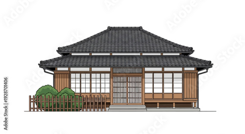 Traditional Asian Style House Architecture Design.