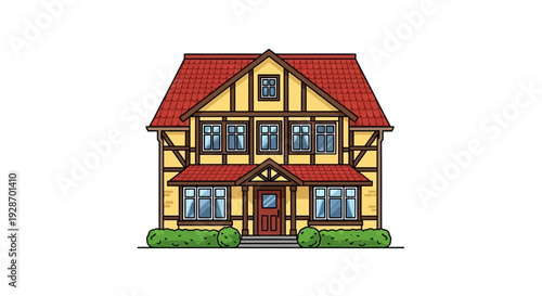 Traditional Half Timbered House with Red Roof 2.