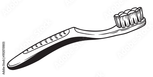 A simple graphic representation of a toothbrush designed for promoting oral health and dental care, perfect for health publications, dental clinic branding, or daily hygiene educational