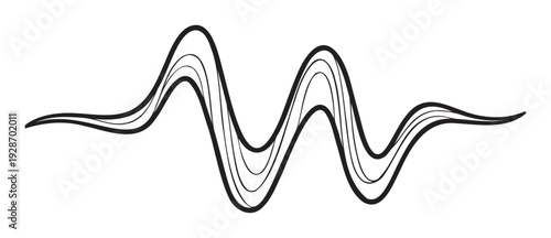 Smooth black oscillating lines depict a continuous wave pattern, offering a modern visual for energy flow, sound frequency, or abstract motion graphics across digital platforms.