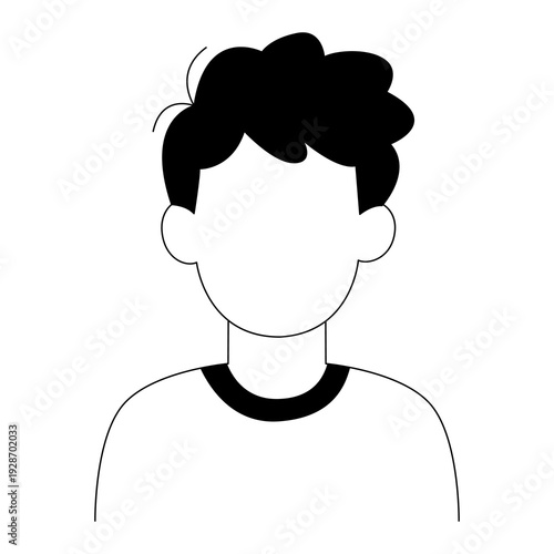 A minimalist black and white line art of a person, no face