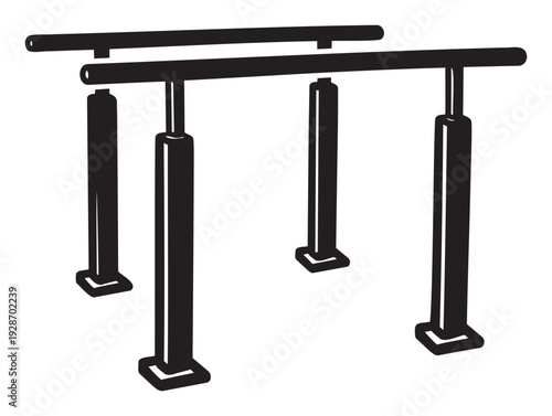 Durable parallel bars gymnastics equipment for intense training and strength building exercises providing a robust visual for sports and fitness related media projects