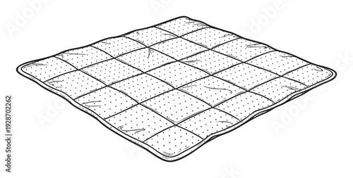 Classic hand drawn quilted mattress pad or soft bedding accessory featuring a checkered look with small dots, perfect for home decor product listings, textile blogs, and cozy comfort