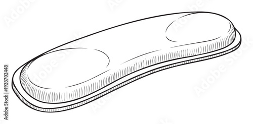 Handdrawn outline sketch of a rectangular double bar of soap for bathing and personal hygiene purposes ideal for health and beauty product branding or packaging uses