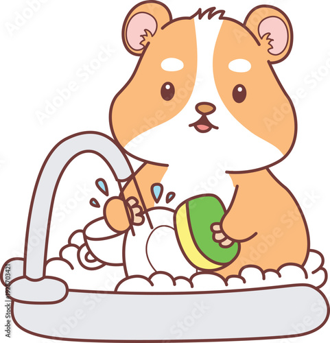 Cute set of hamster sticker with activity. Hamster 