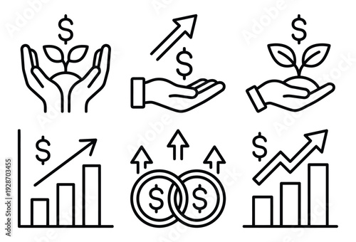 Set of 6 finance icons vector