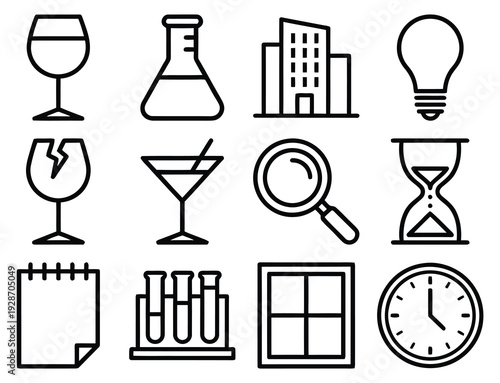Set of 12 business and science icons vector