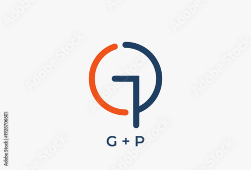 initial letter d p with linked circle rounded logo design templates