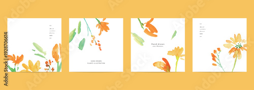 水彩画。水彩タッチの黄色い花イラストセット。黄色いチューリップのベクター植物背景。
Watercolor painting. Set of watercolor yellow flower illustrations. Vector botanical background of yellow tulips.