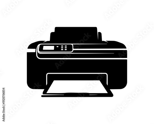 Minimalist Black Inkjet Printer Vector Icon