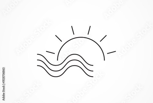 Simple Aesthetic Sun and Sea Design Element
