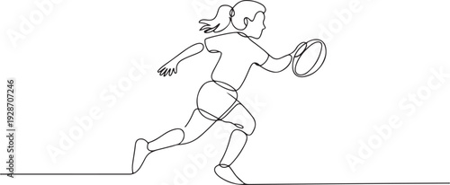 one continuous drawn line of a girl playing rugby drawn from a hand picture silhouette. one line art icon drawing vector