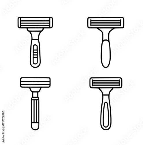 Icon, 4 razor illustrations with outline design