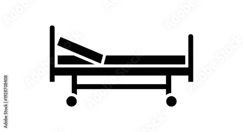 Silhouette of a hospital bed with wheels, symbolizing healthcare and medical treatment