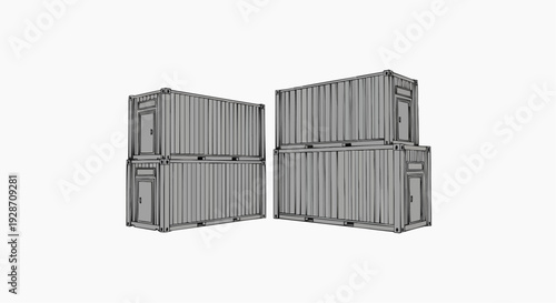 Stacked shipping containers viewed from the front in a warehouse environment, img_wq793k_fx.svg reference
