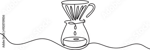 Continuous line of drip coffee. Hand drawn vector doodle art line. one line art icon drawing vector