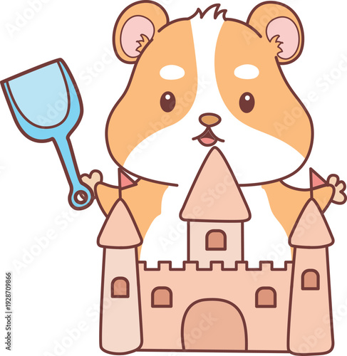 Cute set of hamster sticker with activity. Hamster 