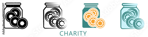 Charity Multi Style Icon Mini Illustration, Use For Modern Concept, Print, Ui, Ux Kit, Web And App Development. Vector Related To Ramadan, Eid Al-Fitr, Eid Al-Adha And More
