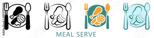 Meal Serve Multi Style Icon Mini Illustration, Use For Modern Concept, Print, Ui, Ux Kit, Web And App Development. Vector Related To Ramadan, Eid Al-Fitr, Eid Al-Adha And More
