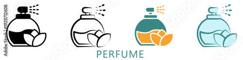 Perfume Multi Style Icon Mini Illustration, Use For Modern Concept, Print, Ui, Ux Kit, Web And App Development. Vector Related To Ramadan, Eid Al-Fitr, Eid Al-Adha And More