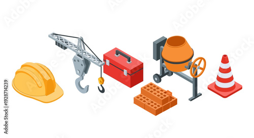 construction equipment icons set.