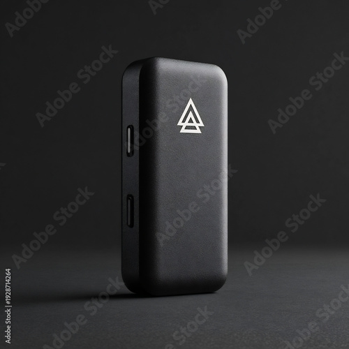 Wallpaper Mural Sleek Black Electronic Device with Geometric Symbol on Dark Background Torontodigital.ca