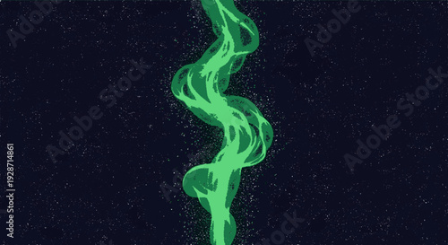 Glowing green smoke trail rising on dark textured background abstract effect