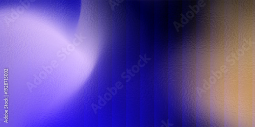 Neon ribbed fractal glass 3d background. Holographic vertical stripe pattern with vibrant purple blue yellow gradient. Abstract black bg, iridescent texture lines in radiant colors