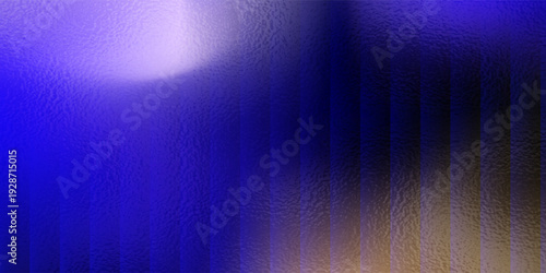Neon ribbed fractal glass 3d background. Holographic vertical stripe pattern with vibrant purple blue yellow gradient. Abstract black bg, iridescent texture lines in radiant colors