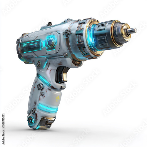 Wallpaper Mural Advanced Futuristic Sci-Fi Power Drill with Glowing Blue Energy and Modern Design Torontodigital.ca