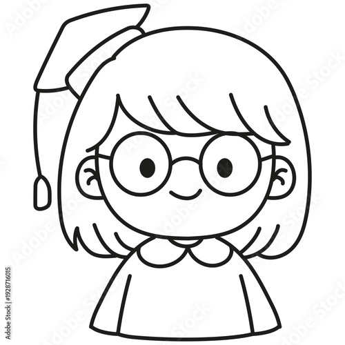 Handdrawn Illustration of a Graduating Girl