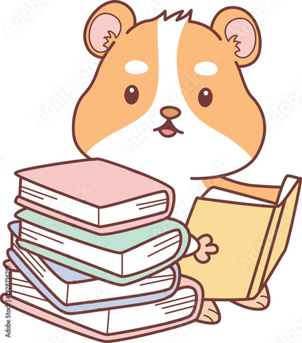 Cute set of hamster sticker with activity. Hamster 