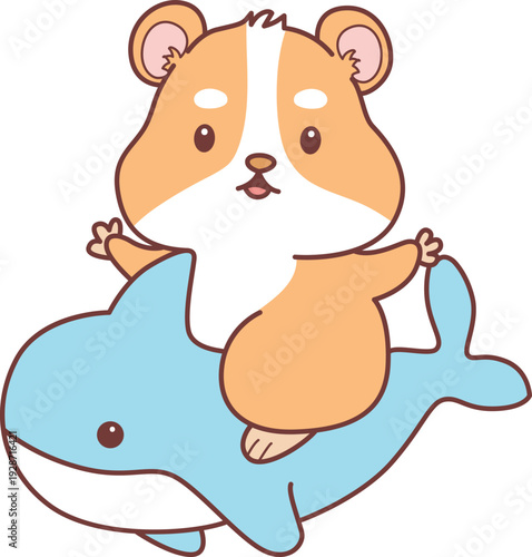 Cute set of hamster sticker with activity. Hamster 