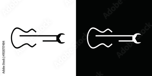 simple vector guitar and pass key logo