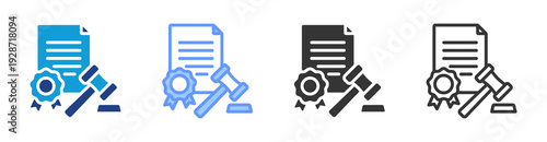 Legal Agreement icon set multiple style collection