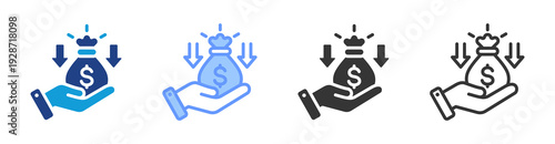 Financial Resource icon set multiple style collection